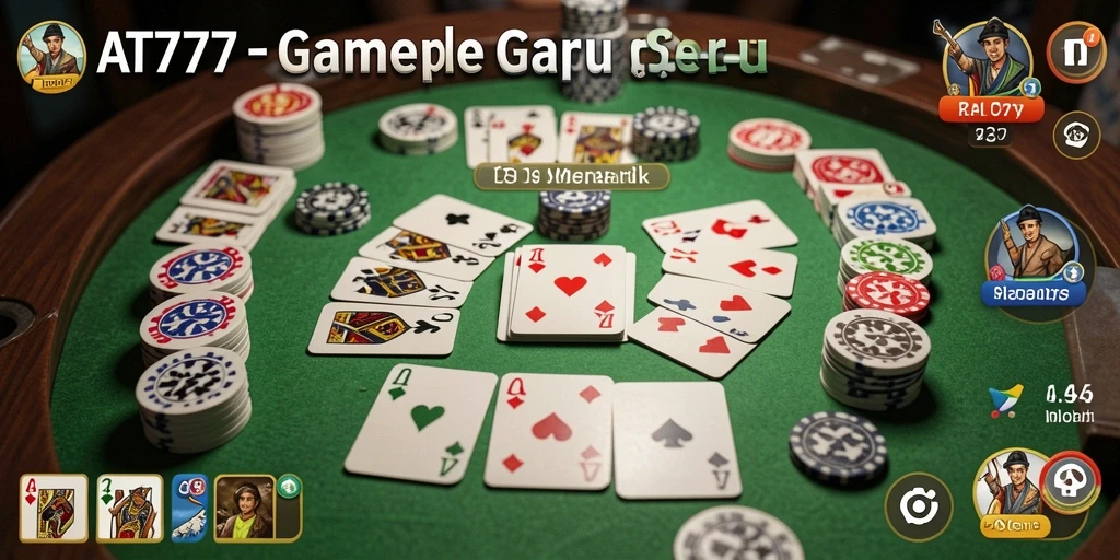 Screenshot utama AT777 menunjukkan gameplay Gaple yang seru dan interaktif.