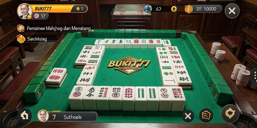 Tampilan gameplay menarik di BUKIT777, menampilkan ubin Mahjong.