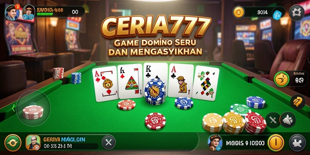 Screenshot CERIA777 menampilkan gameplay seru domino yang menarik.