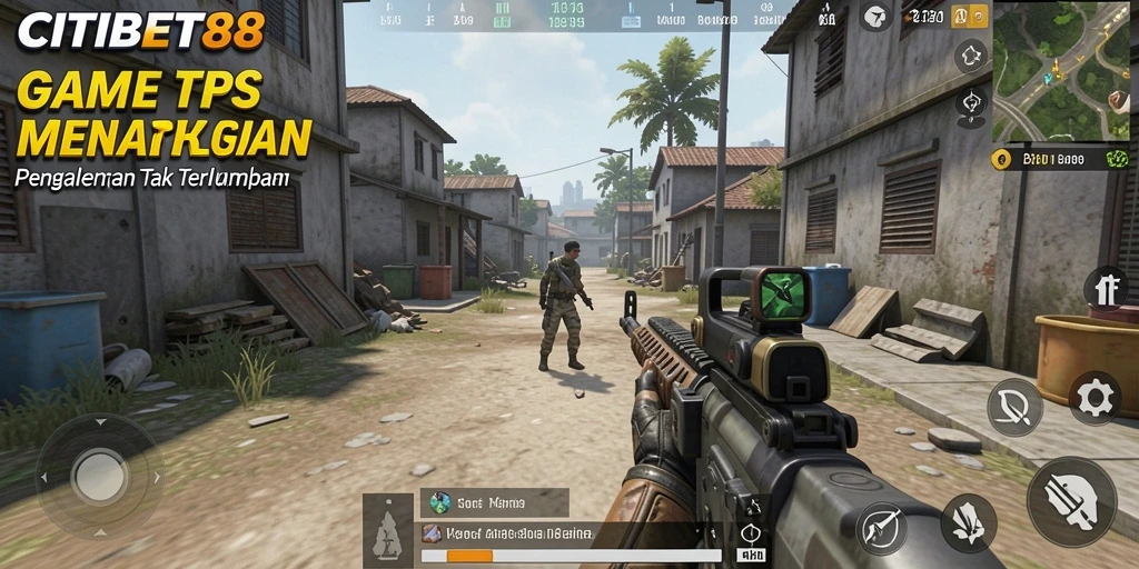 Screenshot gameplay CITIBET88 yang menunjukkan aksi menegangkan di dalam pertempuran TPS.