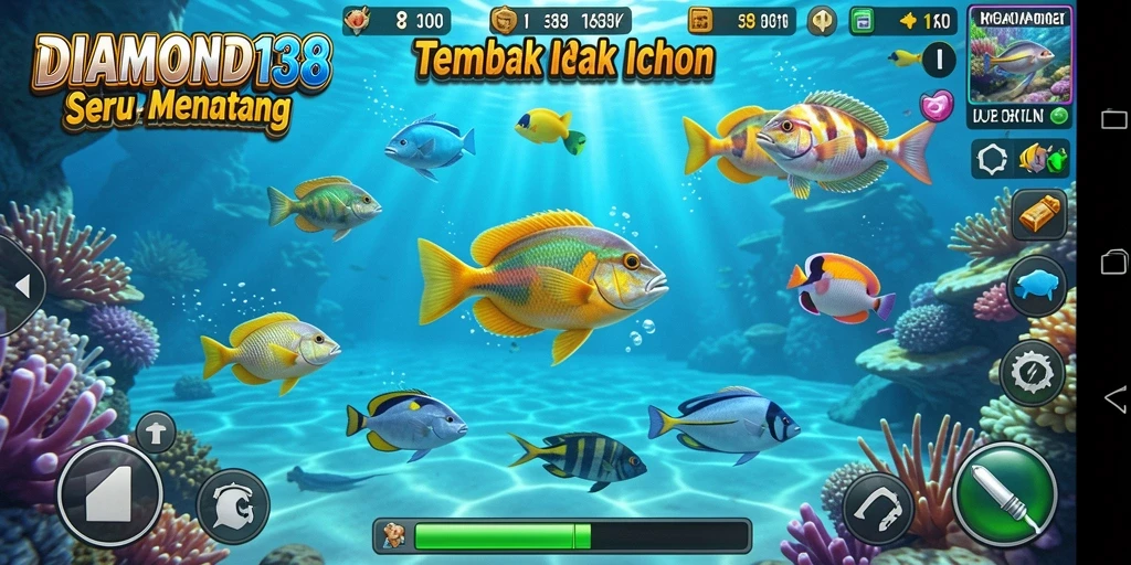 Tampilan gameplay menarik di DIAMOND138 dengan aksi menembak ikan.