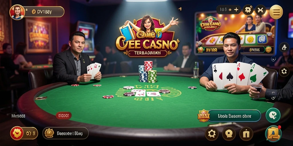 Screenshot utama DV188 menampilkan dealer Live Casino yang profesional.