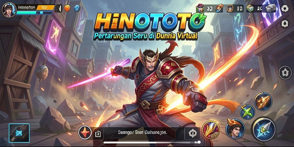 Tampilan aksi seru di HINOTOTO saat bertarung di arena.