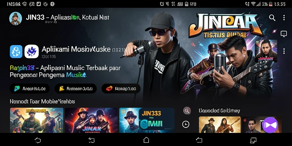 Tampilan antarmuka aplikasi JIN33 dengan fitur musik yang menarik.