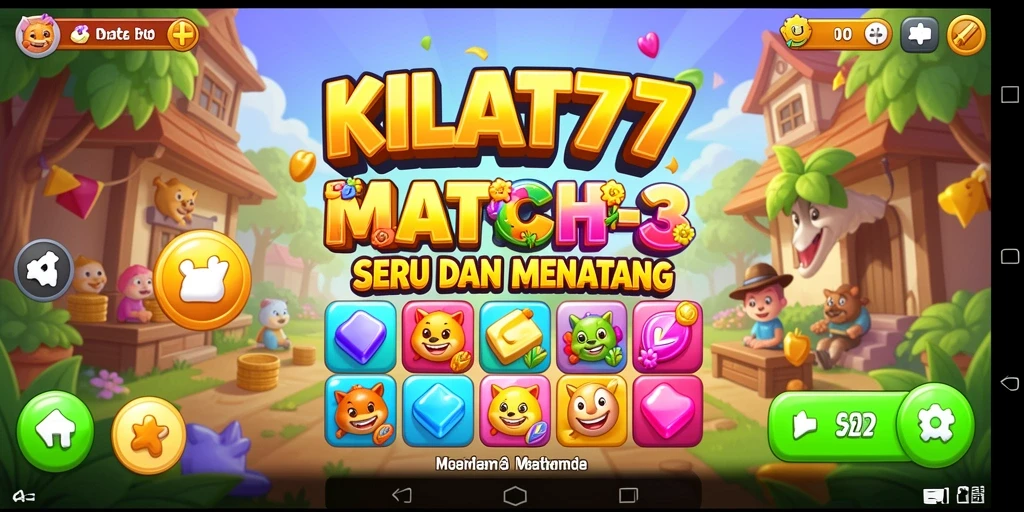 Gameplay seru KILAT77 dengan tantangan match-3 yang menarik.