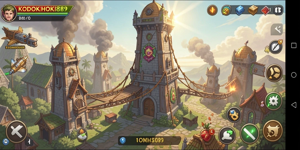 Gameplay intens KODOKHOKI889 dalam mode Tower Defense.