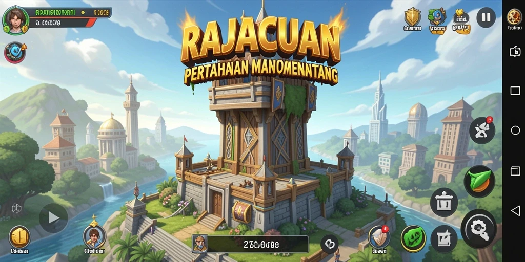 Tampilan gameplay menarik dari RAJACUAN Tower Defense.