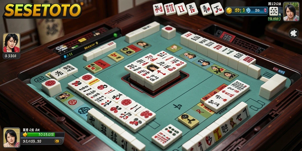 Tampilan gameplay SESETOTO yang seru dalam permainan Mahjong.