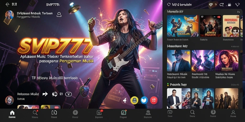 Tampilan dinamis gameplay SVIP777 dengan berbagai genre musik.