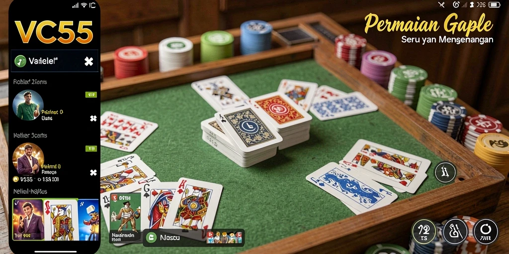 Tampilan seru gameplay Gaple di VC55 yang menarik.