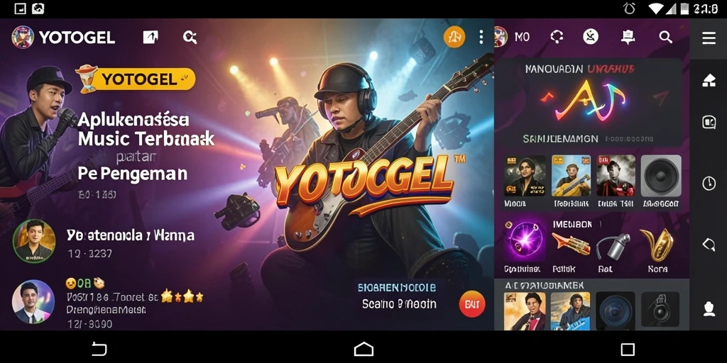 Tampilan utama YOTOGEL menampilkan koleksi lagu-lagu menarik dan antarmuka yang ramah pengguna.